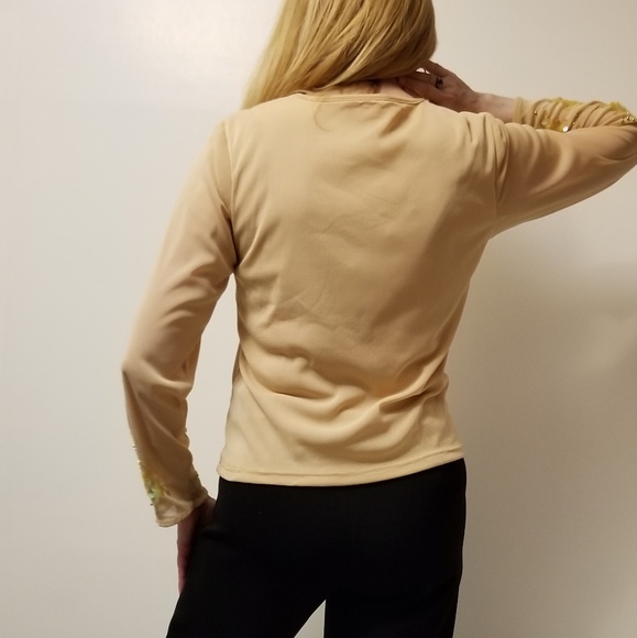 JULIET Sequins on Nude Netting Top Sz Small - Picture 2 of 7